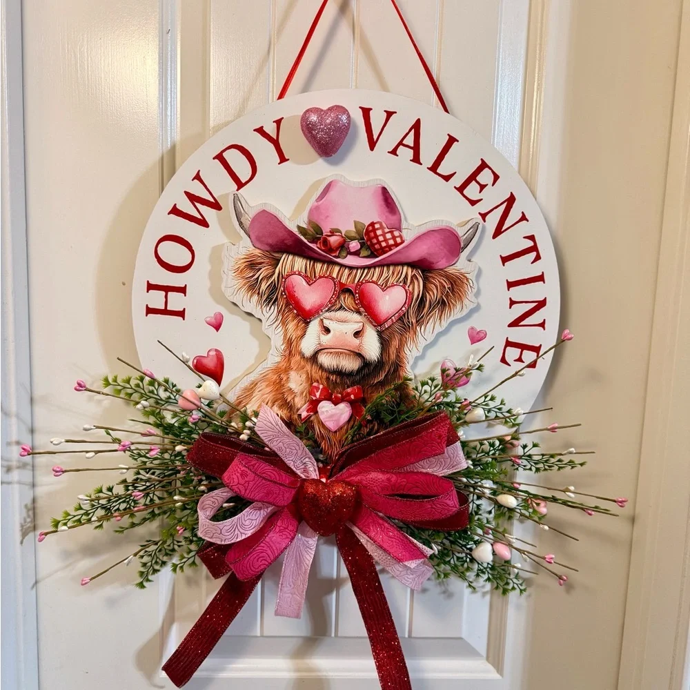 Howdy Valentine Wreath with Pink and Red Accents
